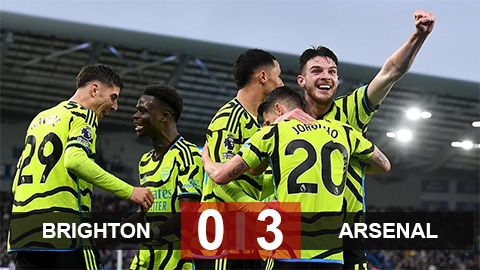 Kết quả Brighton 0-3 Arsenal: Tạm thời lên đỉnh
