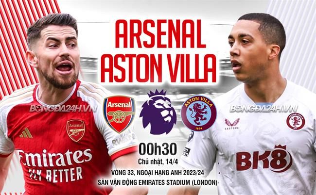 Trực tiếp bóng đá Arsenal vs Aston Villa 22h30 ngày 14/4 (Ngoại hạng Anh 2023/24)