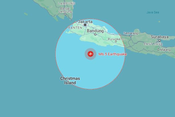 Động đất có độ lớn 6,5 tại Java, Indonesia