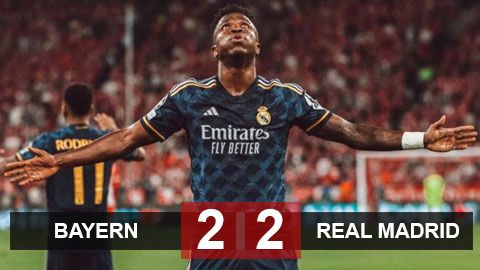 Kết quả Bayern 2-2 Real Madrid: Rượt đuổi siêu kịch tính