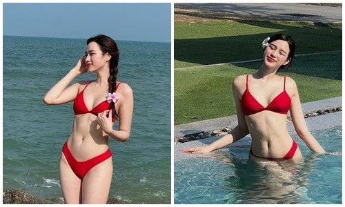Hoa hậu Đỗ Thị Hà khoe dáng nuột với bikini trên biển Thái Lan
